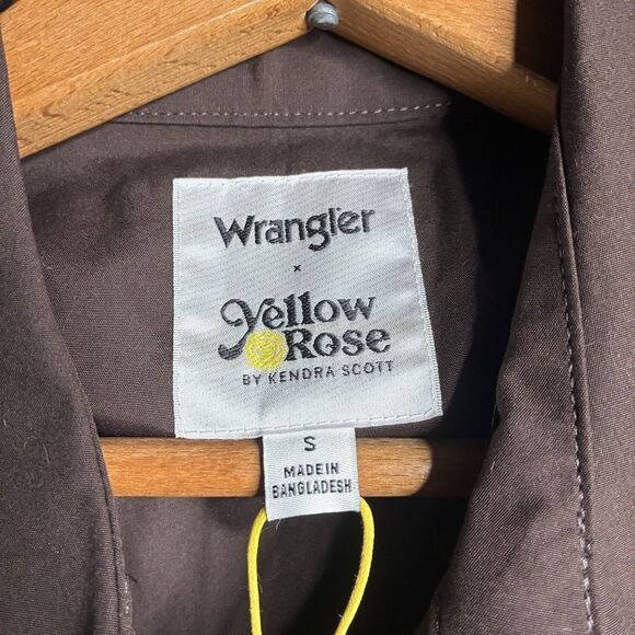 WRANGLER x YELLOW ROSE by Kendra Scott Rodeo Shirt Women M Brown Studded Western - Picture 5 of 12